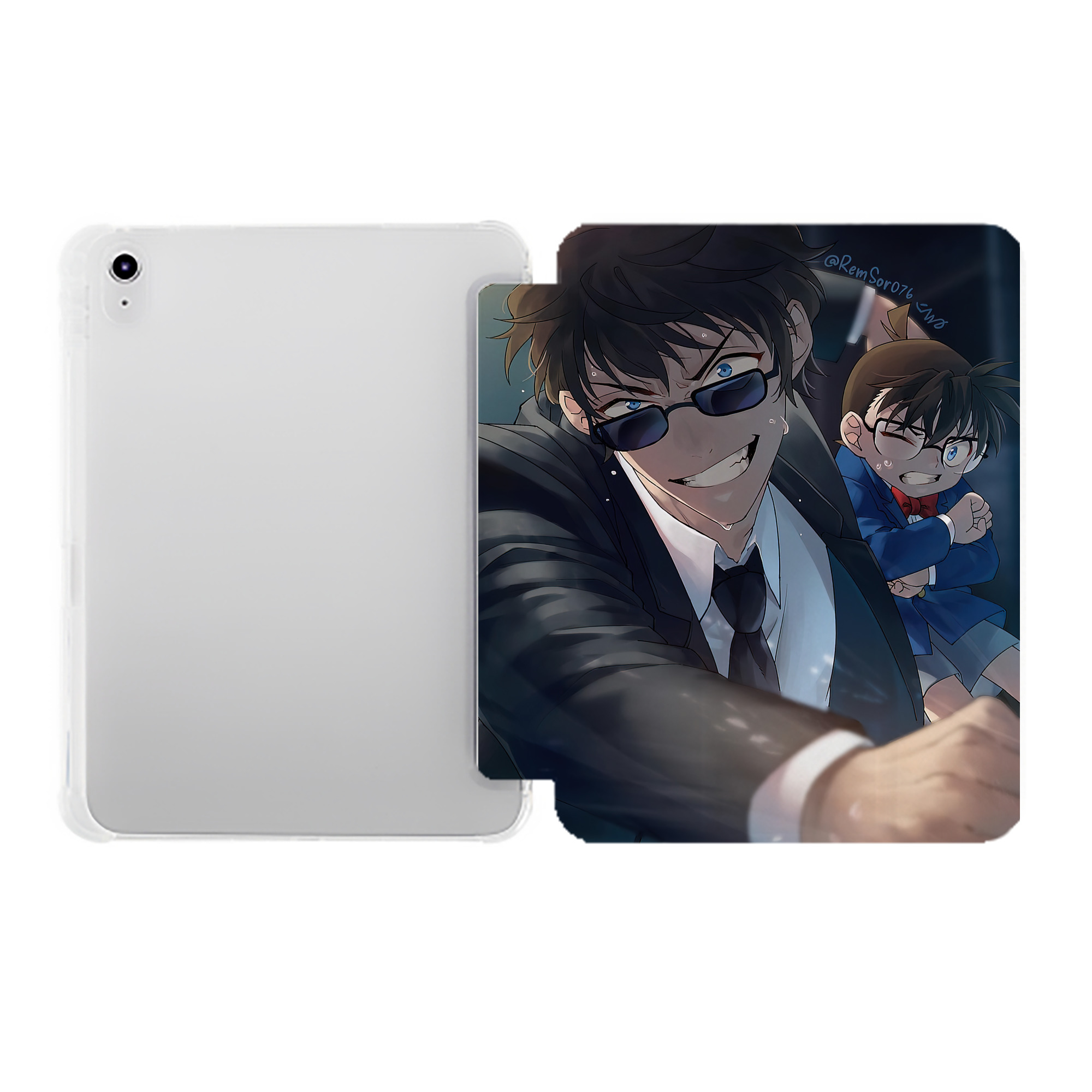 （画像用） 名探偵コナン Detective Conan IPad ケース ペン収納付き 三つ折りスタンド PUレザー×シリコン 対応機種9.5/10.5/10.9インチ
